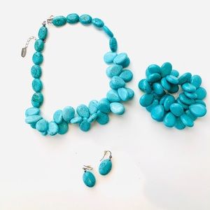 Turquoise Crackle Set / Necklace/Bracelet/ Earing